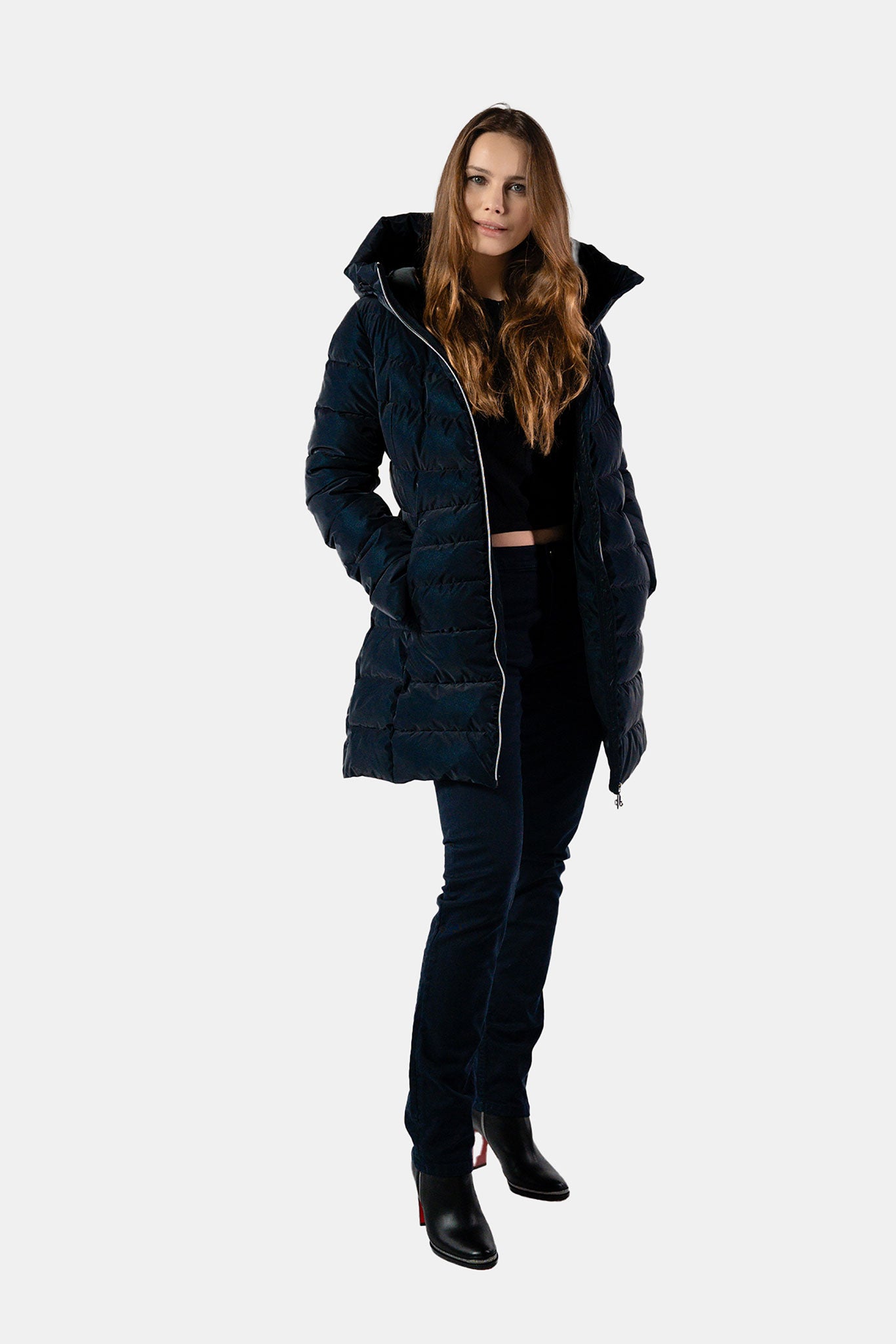 Women's Medium Weight Long Robin Coat - Blue Diamond