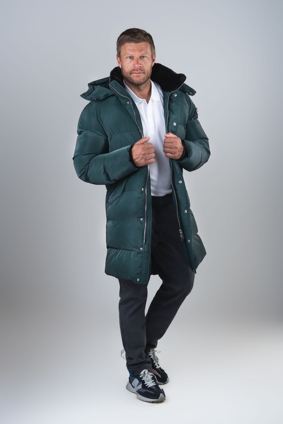 Men's Penguin Long Coat - Green Diamond