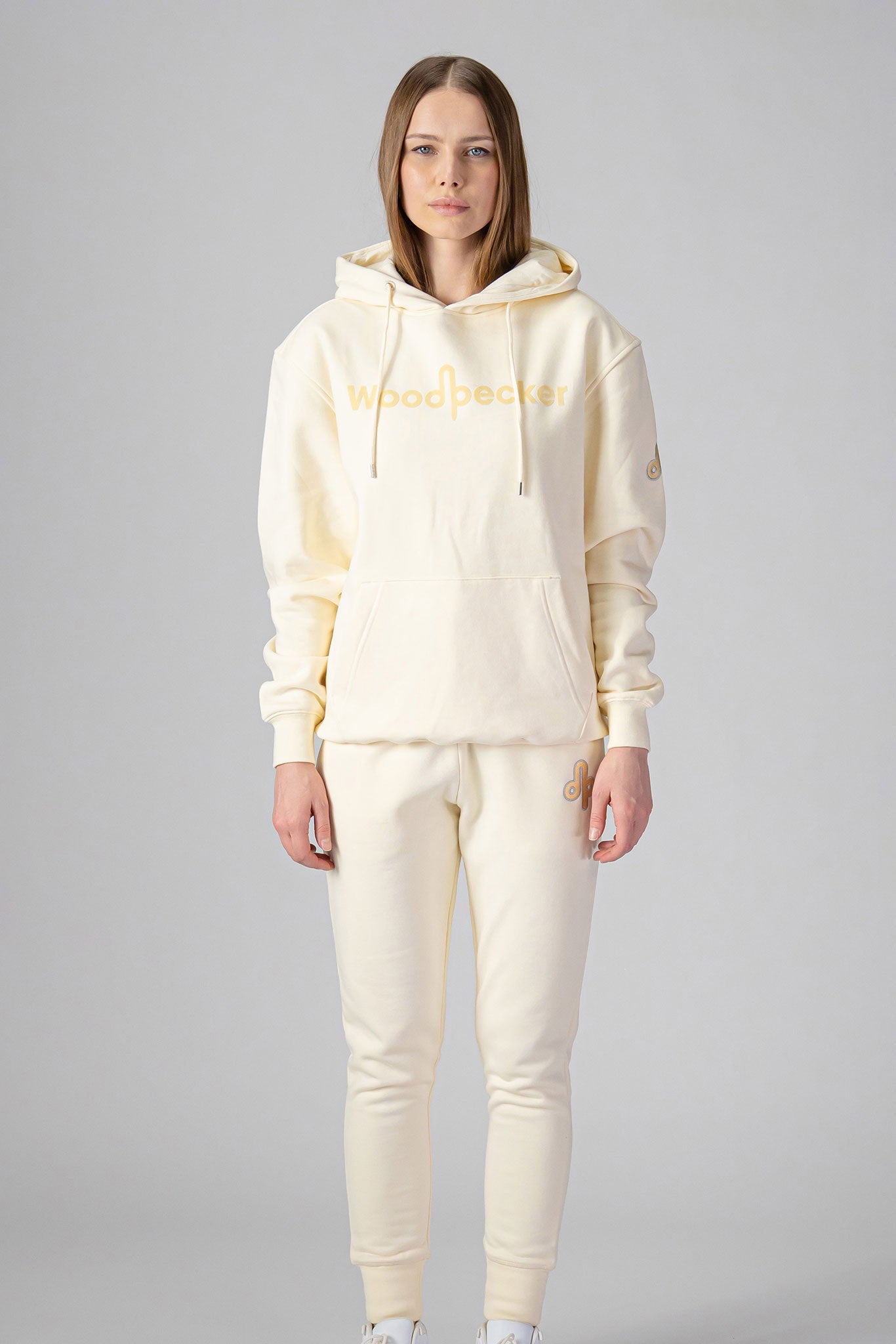 Woodpecker Unisex Cotton Sweatsuit, Cream Colour, Woodpecker, Coat, Moose, Knuckles, Canada, Goose, Mackage, Montcler, Will, Poho, Willbird, Nic, Bayley. Super cozy casual for home or activewear.