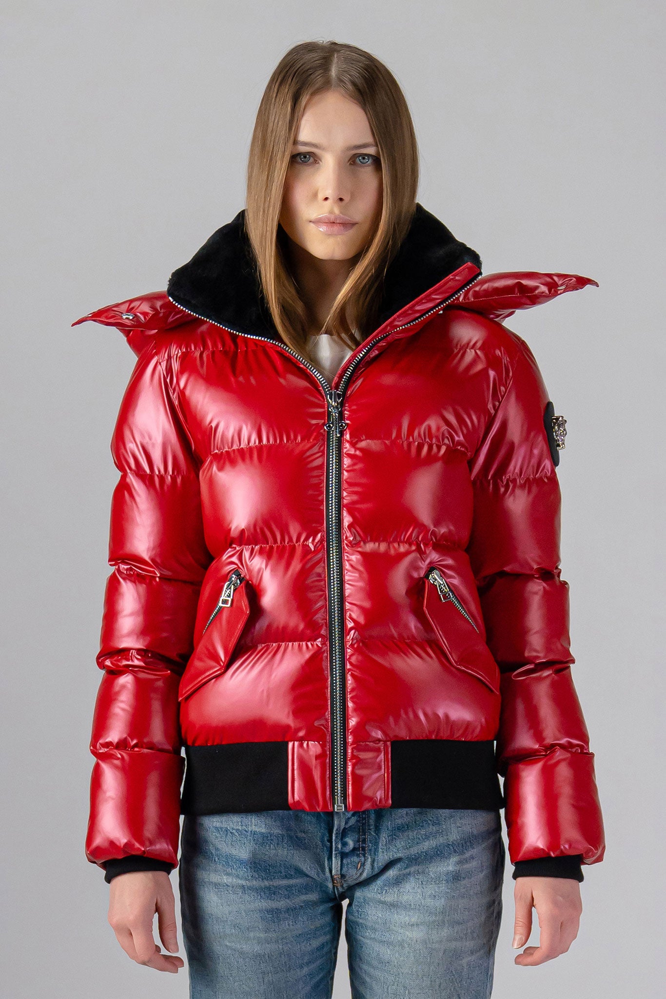 Women's Bomber Jacket in Raspberry Color